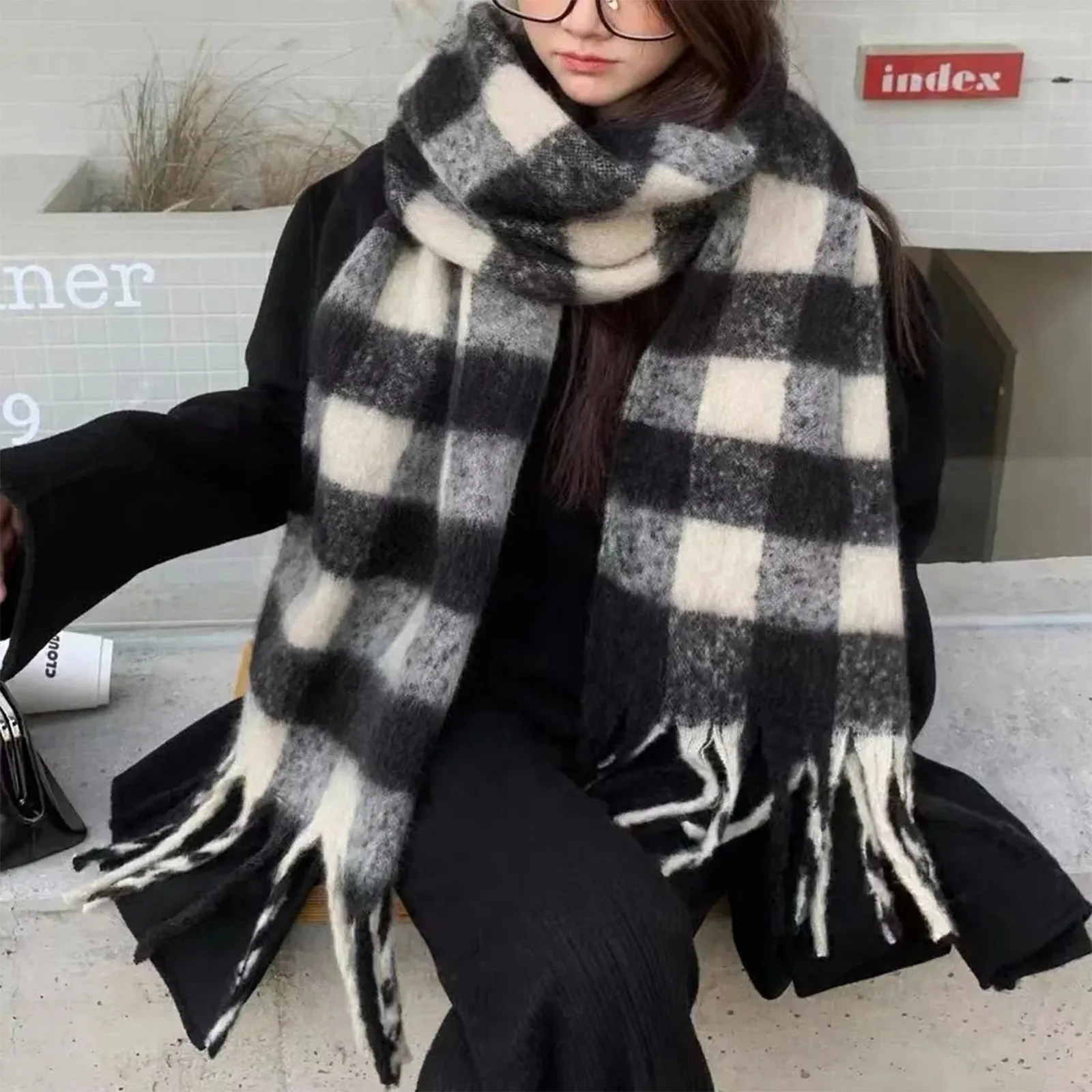 小物 Brushed Scarf / CHECKED BLACK Brushed Scarf / CHECKED BLACK | THE INOUE BROTHERS