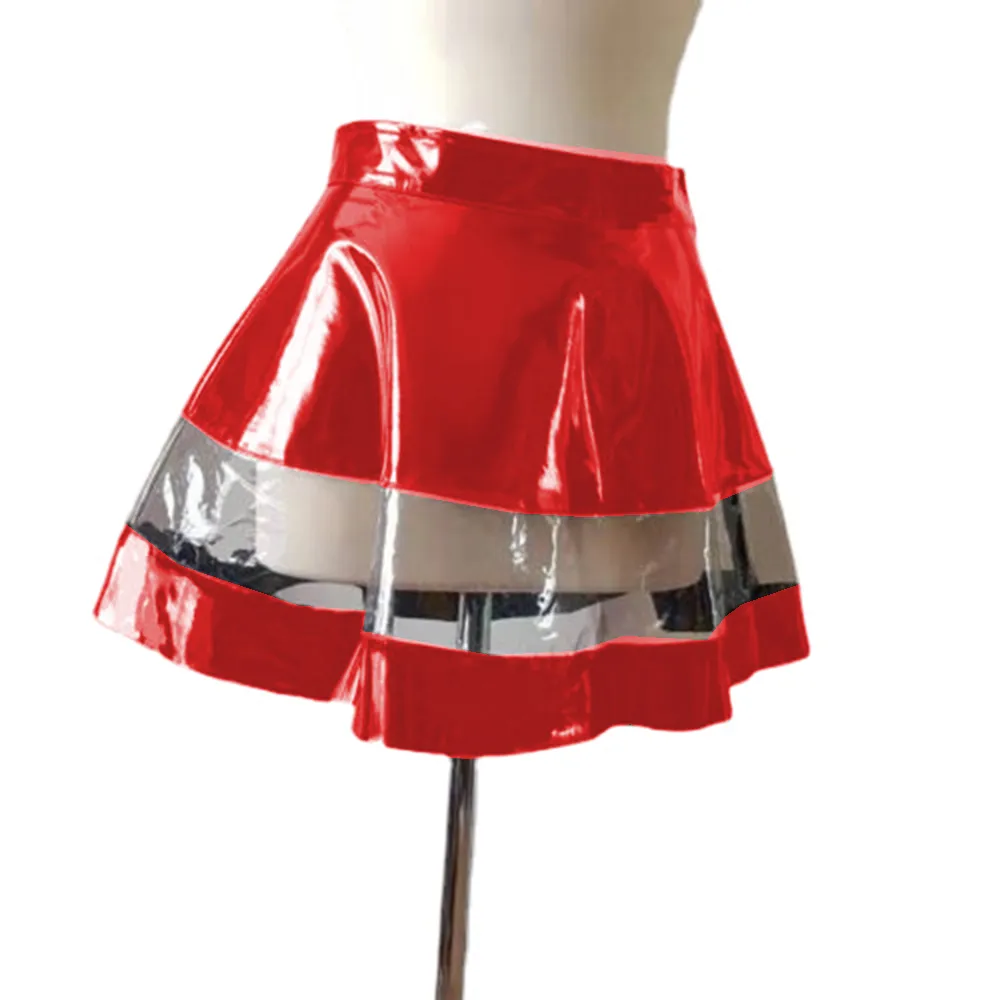 Red pvc skater skirt new arrivals
