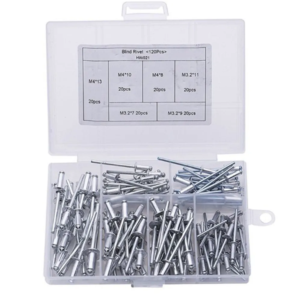 120-Piece Heavy Duty universal rivet set with Steel...