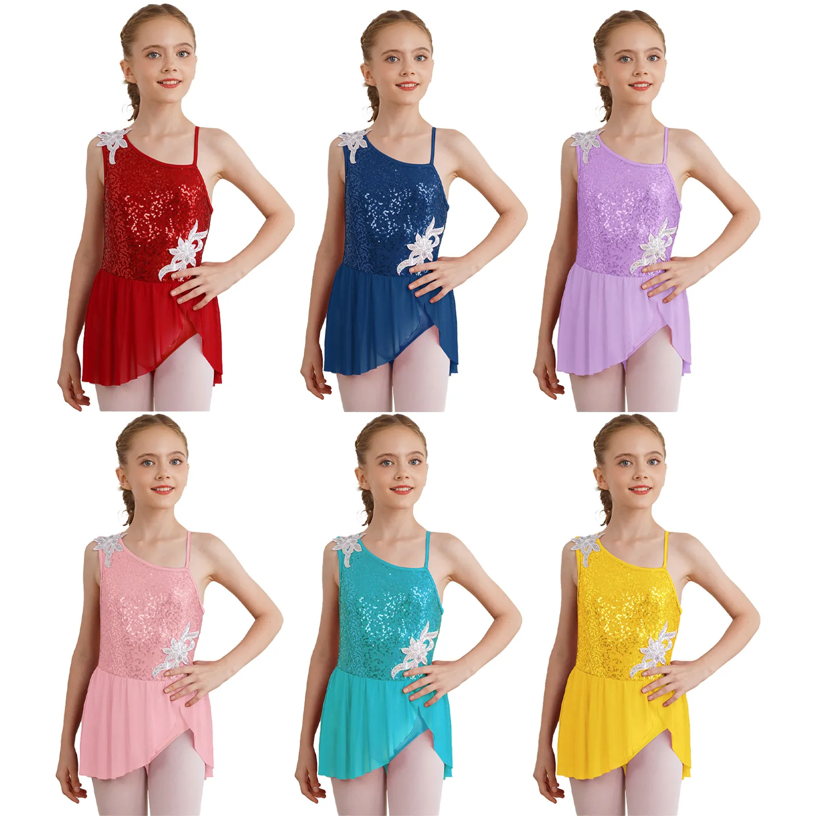 SALEで更にお買得 Sequined Girls gymnastics Dress Skating girls for leotards CompetitiveSwimwear
