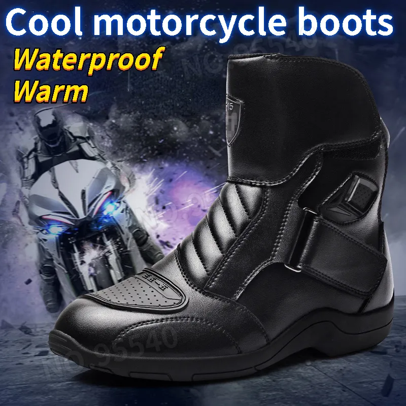 Motorcycle Boots Men Short Knight Boots Anti Slip Leather Riding Boots for Outdoor Use in All Weather 2024
