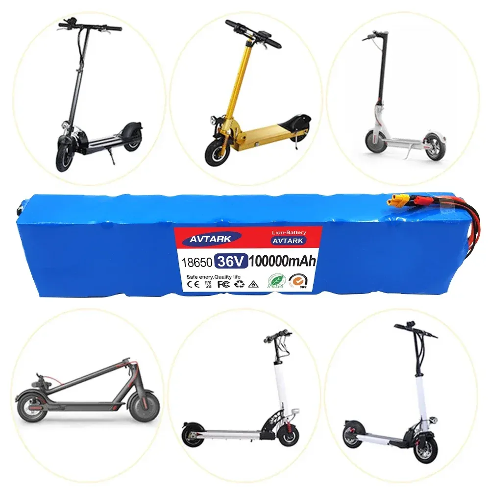 2024 36V 100Ah 18650 Lithium Battery Pack 10S3P 100000mah 500W Same Port 42V Electric Scooter M365 Ebike Power Battery with BMS