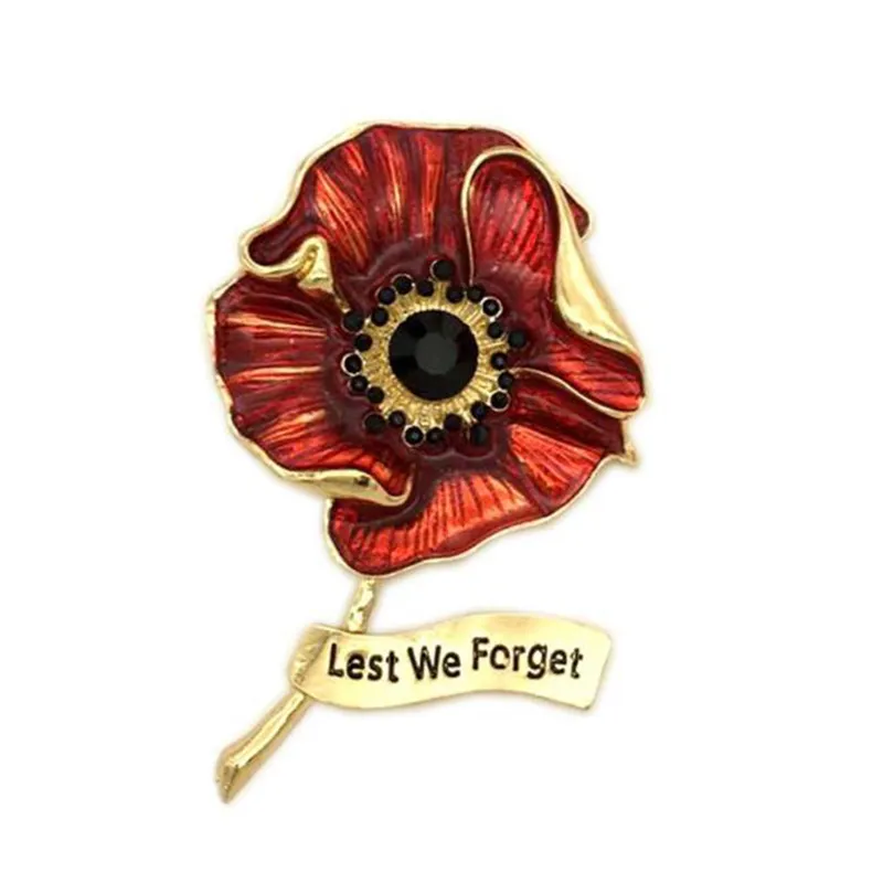 Red Poppie Flower Pin Veteran Lest We Forget Badge Lapel Metal Enamel GB UK - Foto 12