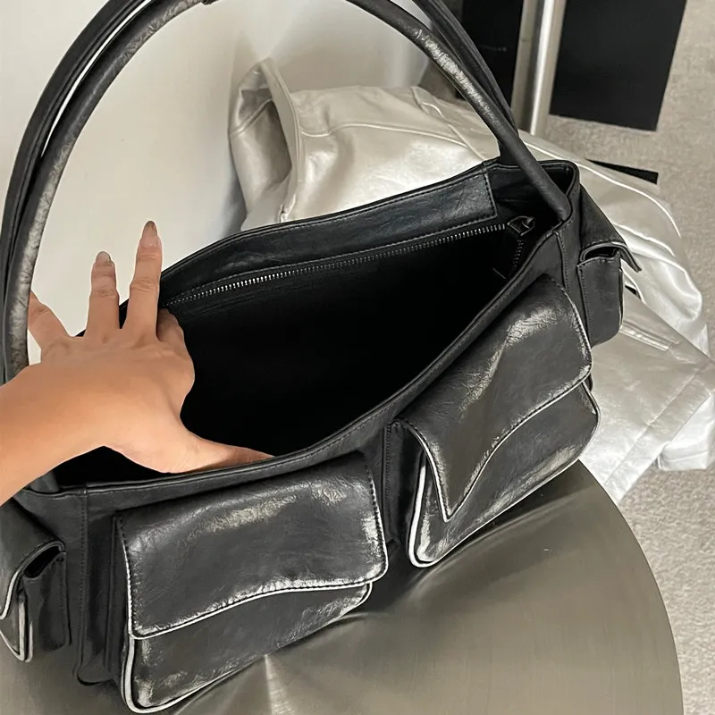 Vintage Y2K Moto Biker Shoulder Bag For Women PU From