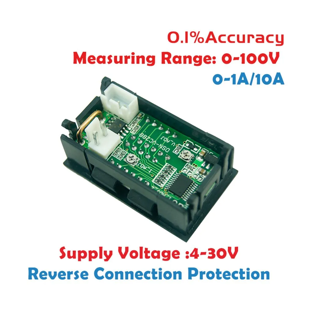 Voltmètre Ampèremètre Digital DC 100V 10A - Double Affichage LED Bleu + Rouge - Neuf