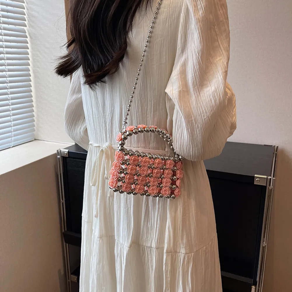 Pearl Rhinestone Evening Bags for Women French Sweet Pearl Lipstick  Purses Party Wedding Handbags