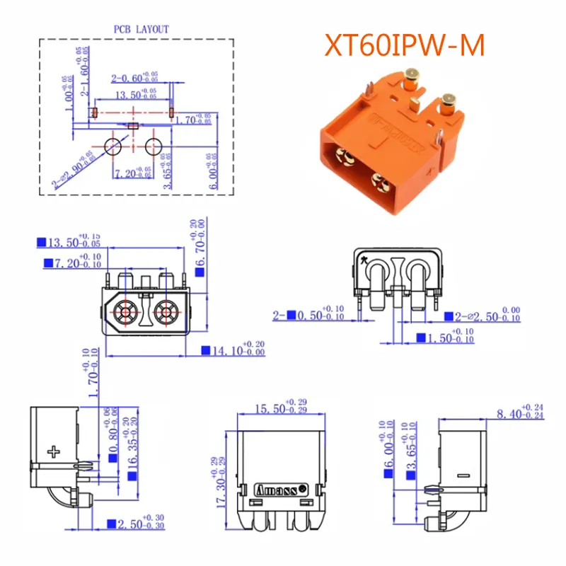 XT60I XT60IPW-Male XT60I-Female 2+1 Signal Pin Plug Connector for RC ...