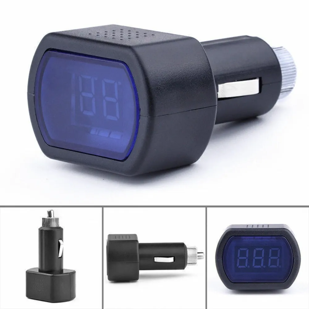 Car Voltage Meter LED Car Lighter Socket Voltmeter – Battery Voltage Tester  & 12V Cigarette Lighter Gauge Battery Voltage Gauge