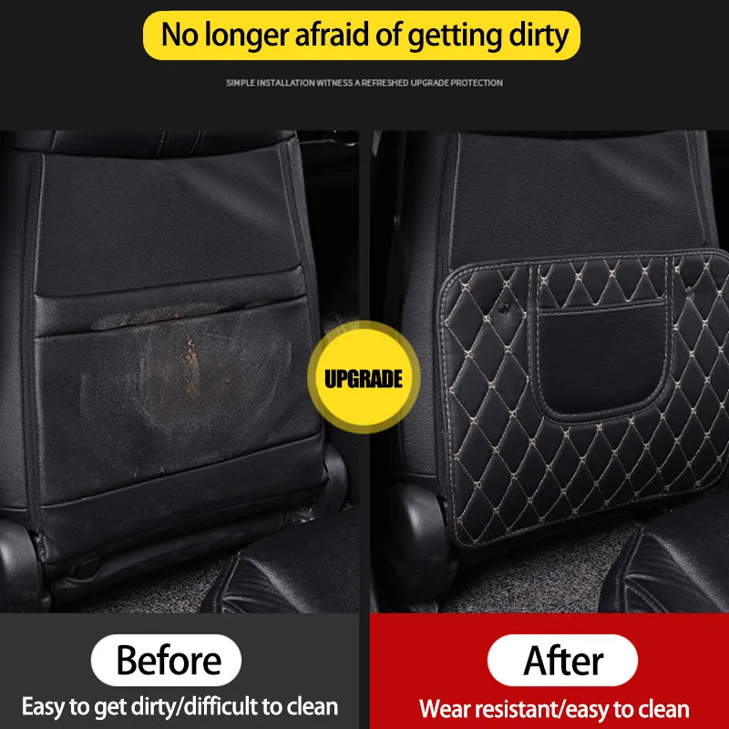 2024PU Leather Car Anti-Kick Mats, Waterproof Car Back Seat