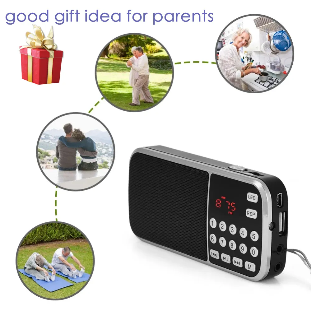 Mini FM Radio Receiver Portable Speaker 3W With Digital LCD Display Mp3 ...