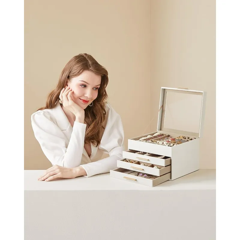 Jewellery Box BOOVO Jewelry Boxes For Women, White And Black