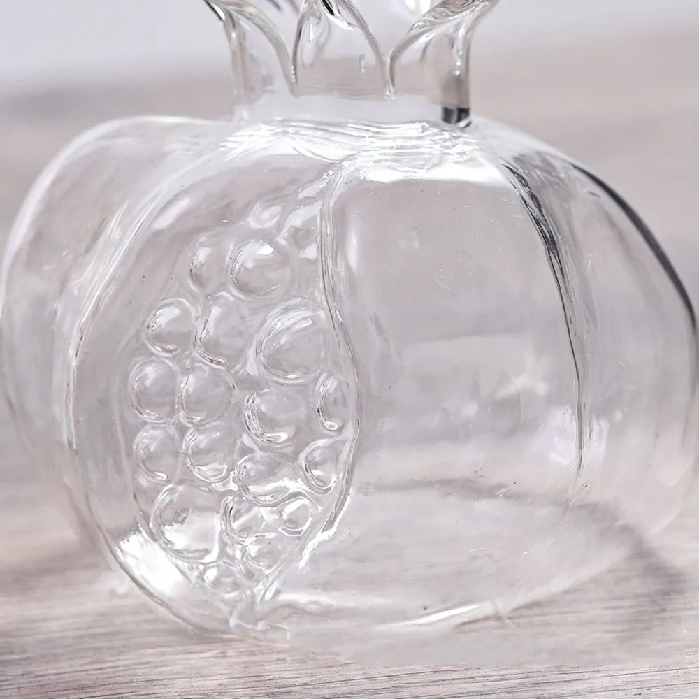 Vase En Verre Forme Grenade - Mini Pot Hydroponique - Décoration Bureau Ou Salon - Rouge Ou Transparent - Taille S
