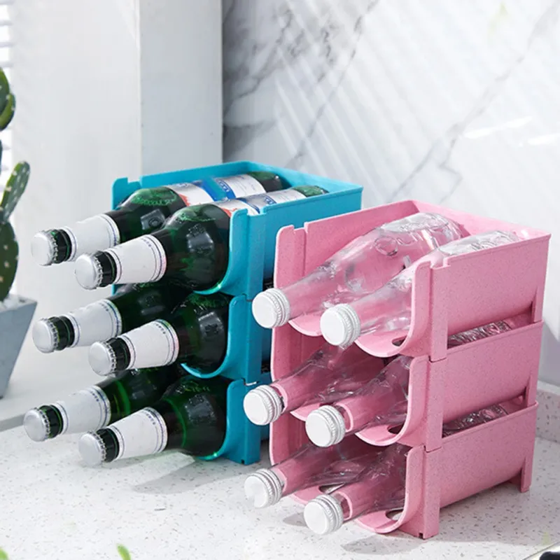 Anti Fall Stackable Glass Beer Bottle And Can Storage Rack Refrigerator ...
