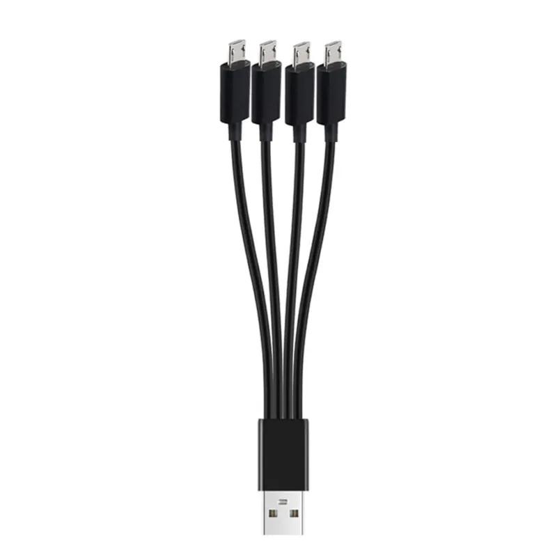 Duttek 4-in-1 Micro USB Ladekabel – 50 Cm Y-Splitter Für Gleichzeitiges Laden Mehrerer Geräte (Schwarz)