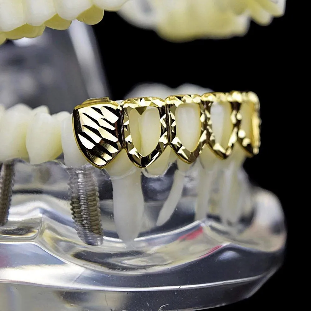 Fake Tooth 4 Pieces Grillz Gold Grills For Your Teeth Fake Teeth 18K Gold Plated Grillz Mouth Teen Golden/Silver/Rose Golden/Black Tooth Grills Single Tooth Rock Hat Hip Hop Style Tooth Grills Hat