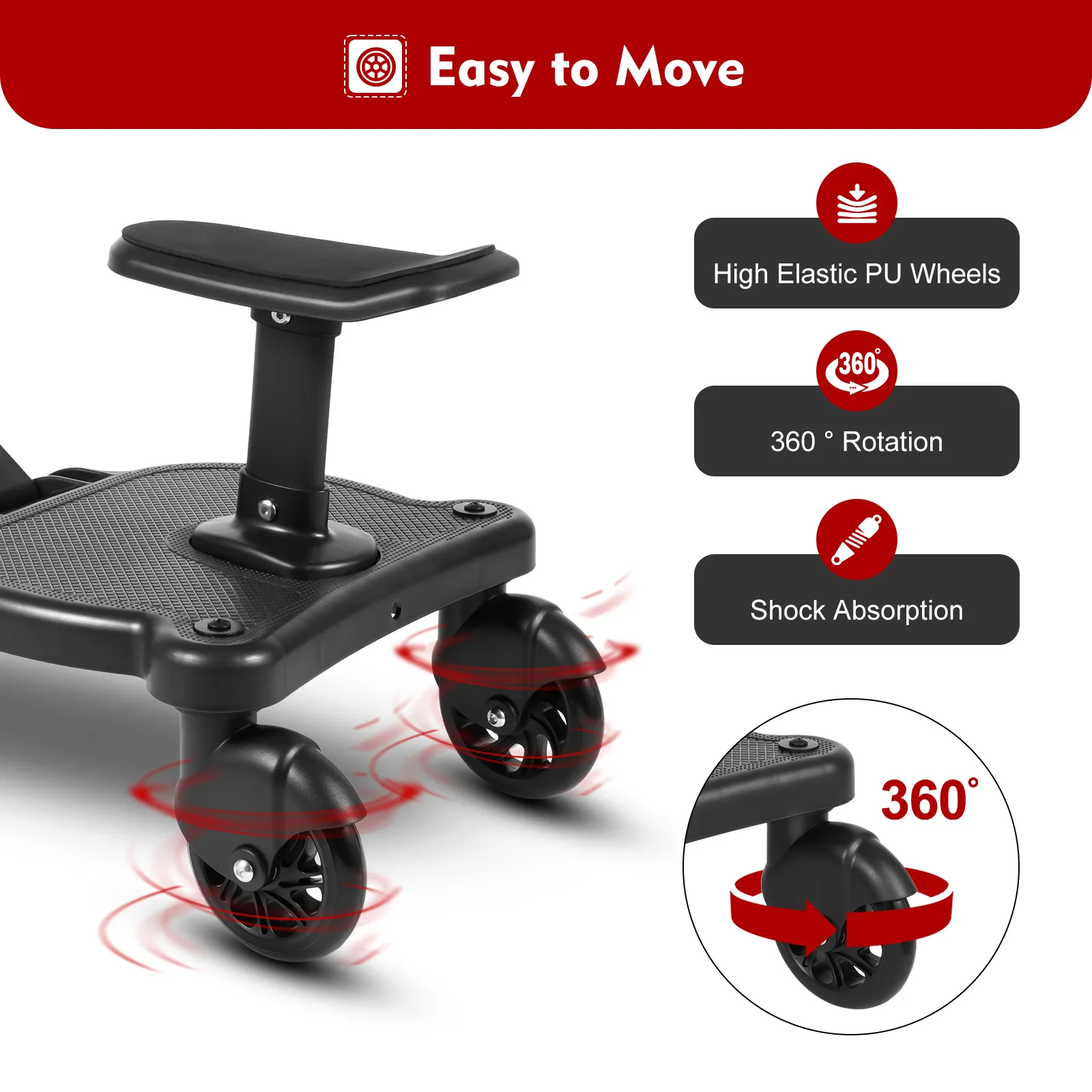 Foldable Stroller Rider Board With Seat - Buggy Board Rider & Standing ...