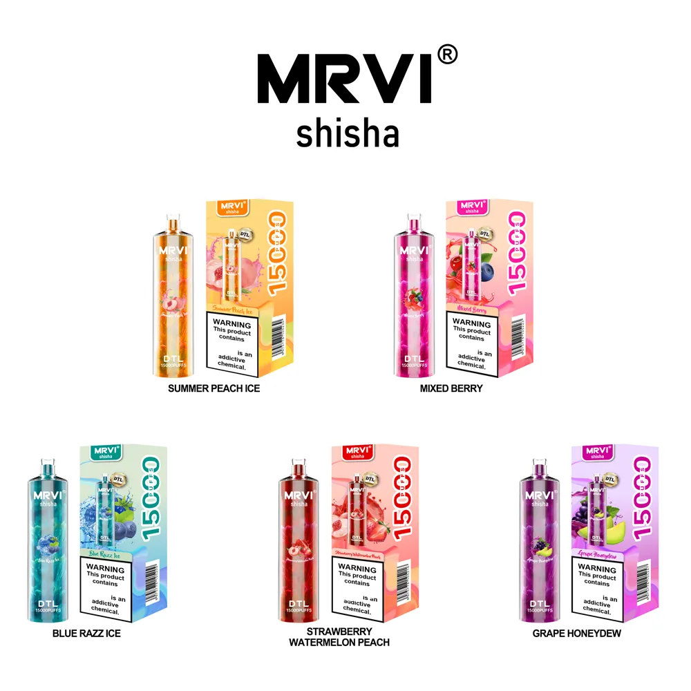 Original MRVI 15000 Puffs Disposable Shisha Puff 15K DTL E Cigarette With 24ml Pod Rechargeable 600mAh Battery Crystal Vape Pen