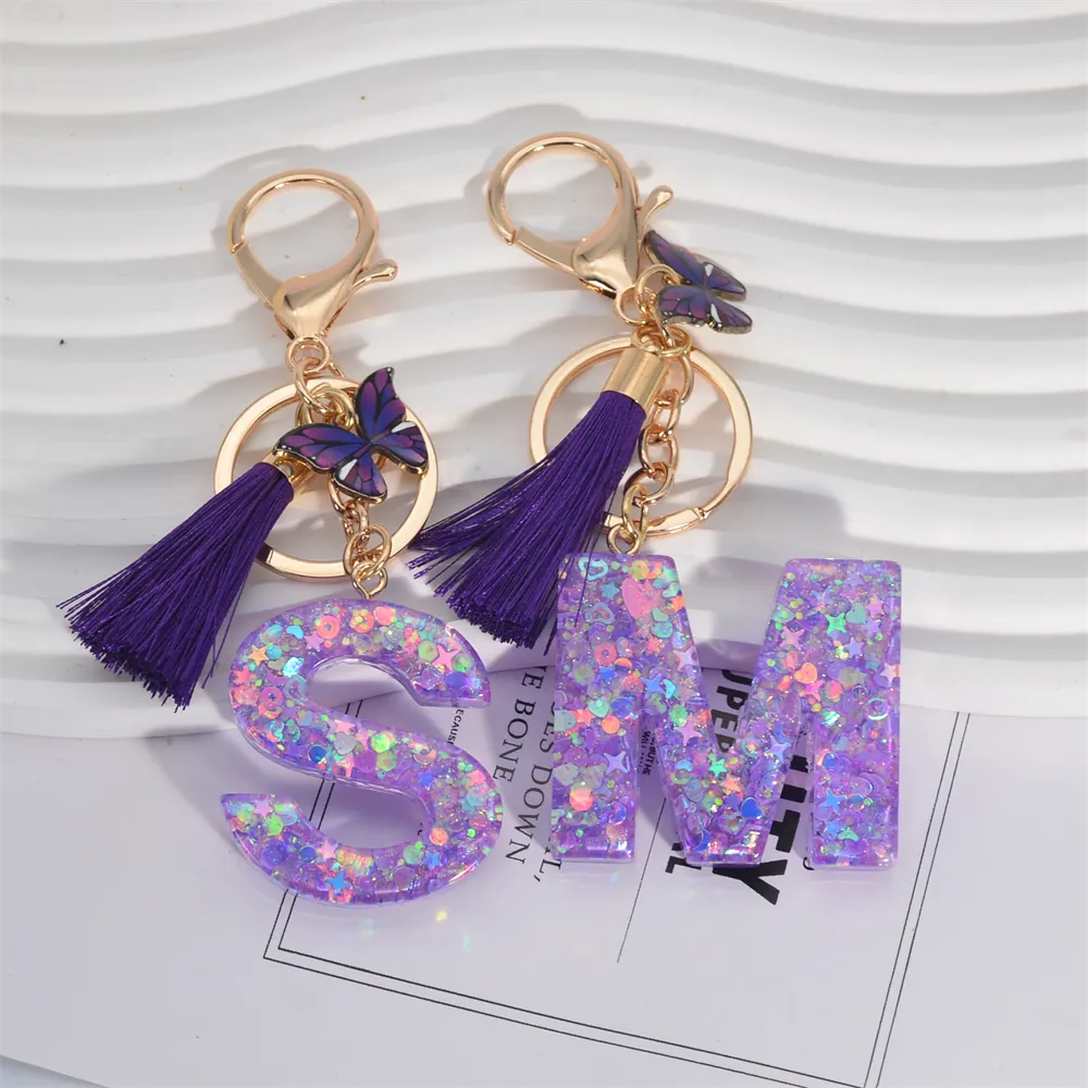 Purple Resin Keychain Purple Key Ring Floral Resin Keyring