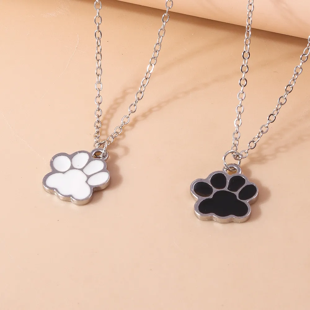 Cute Friendship Necklaces: Enamel Dog Cat Paw Matching Pendant