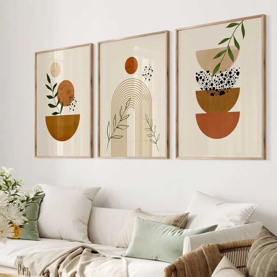 Boho Posters Prints Zon En Maan Muur Kunst Canvas Schilderen Nordic Landschap Muur Foto Voor Woonkamer Bed Kamer Woondecoratie 40x60cmx2 Unframed