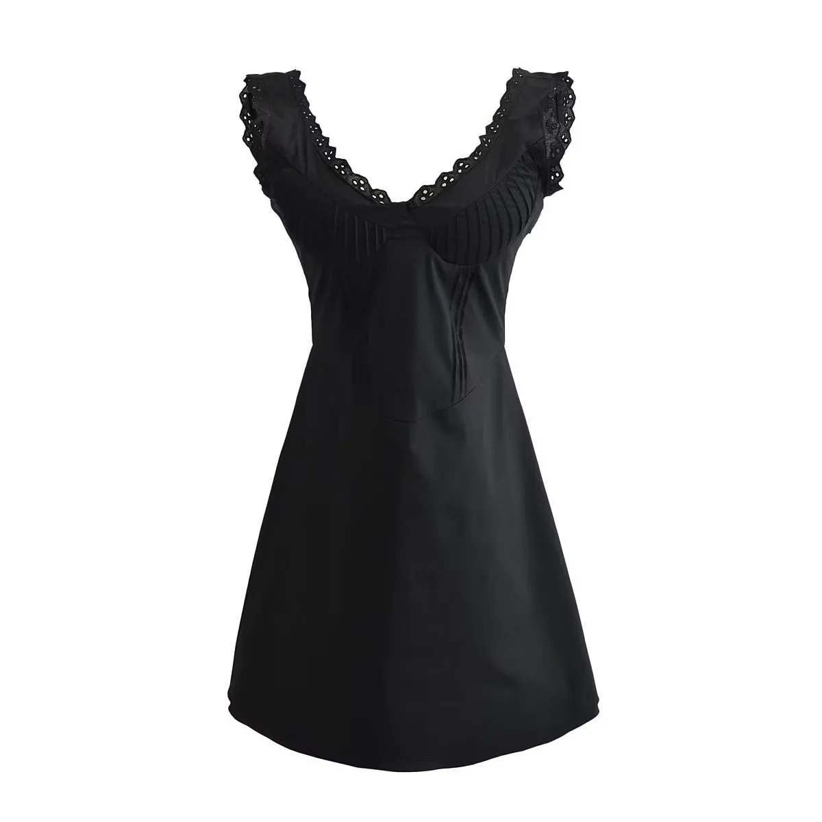 Pin-tuck Lace Mini Dress laubeblanc ホワイト Pin-tuck Lace Mini Dress – L'AUBE BLANC
