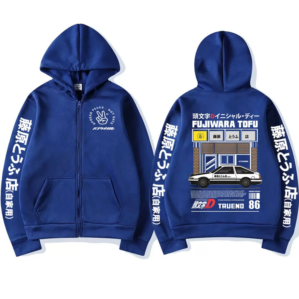 Autumn Women Anime Initial D Manga AE86 Zipper Hoodie Men