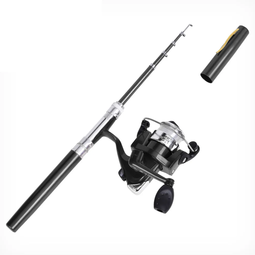 cheap compact fishing pole Telescopic cast easy Mini Portable Pocket Aluminum Alloy