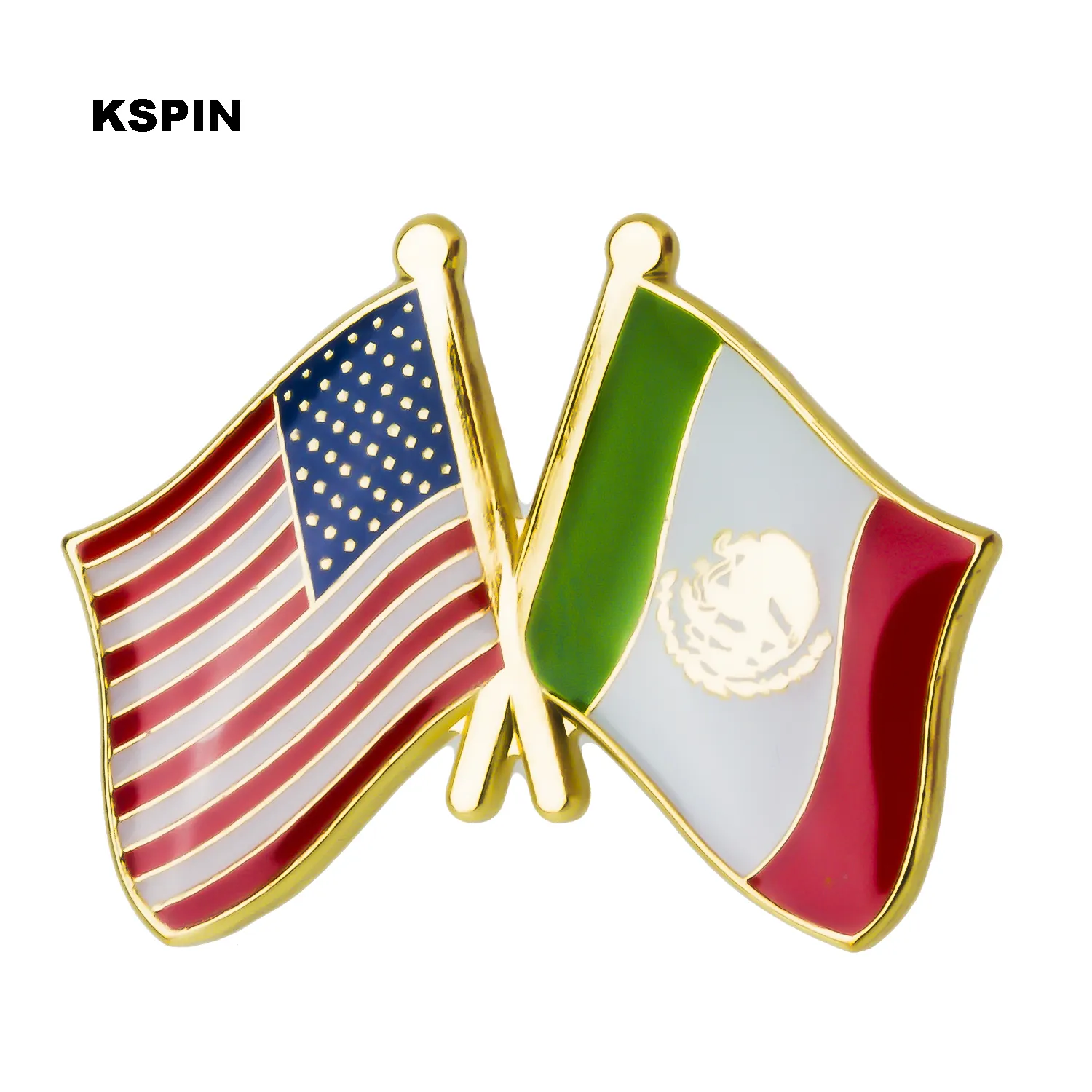 Mexico Flag Lapel Pin: Hard Enamel Mexican Emblem