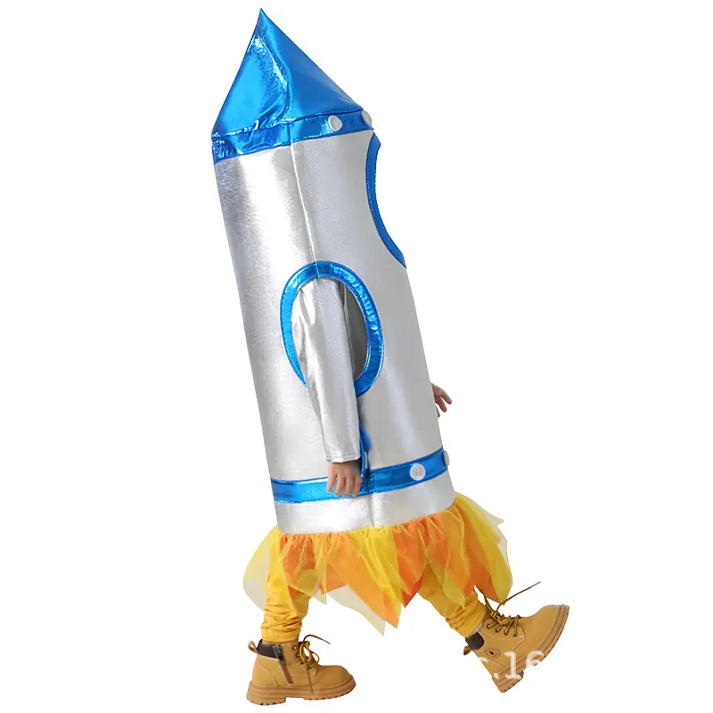 Dress Up America Kids Rocketship Costume - Space Shuttle Tunic With Window & Flame Design For Pretend Play