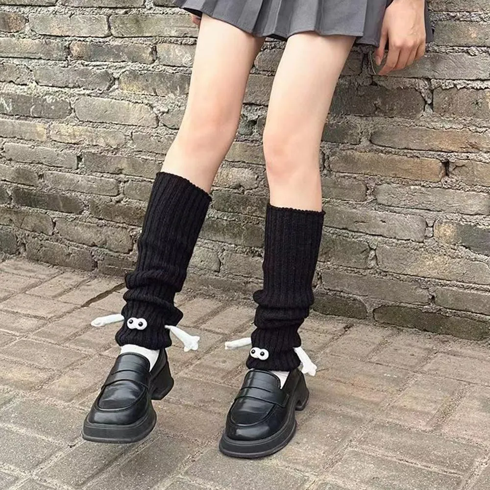 thumbnail image 2 of Women's Knit Leg Warmers - Fashion Y2K Gothic Style Long Socks In Multiple Patterns 2 of 14
