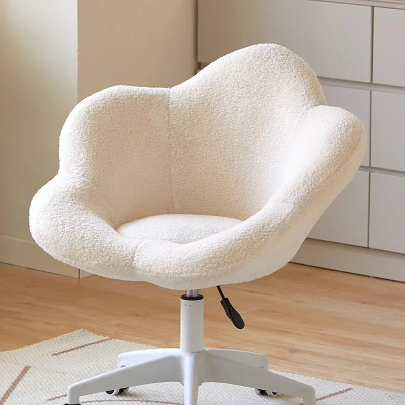 Aesthetic Office Chair Fluffy Modern Vanity Chair With Back Wheels