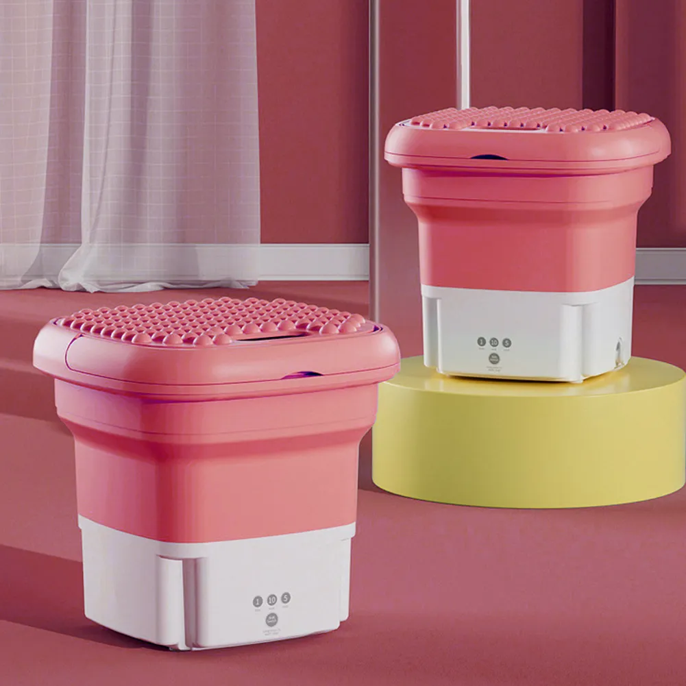 Portable Mini Foldable Washing Machine Bucket: Auto Spin Dryer for  Clothes, Underwear, Socks