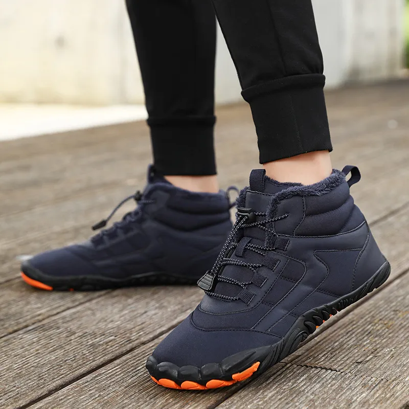 Economize muito em Botas De Inverno Masculino Tênis De Neve Homens: Botas  De Inverno No Tornozelo, Sapatos Casuais Descalços Para Caminhadas, Forros 