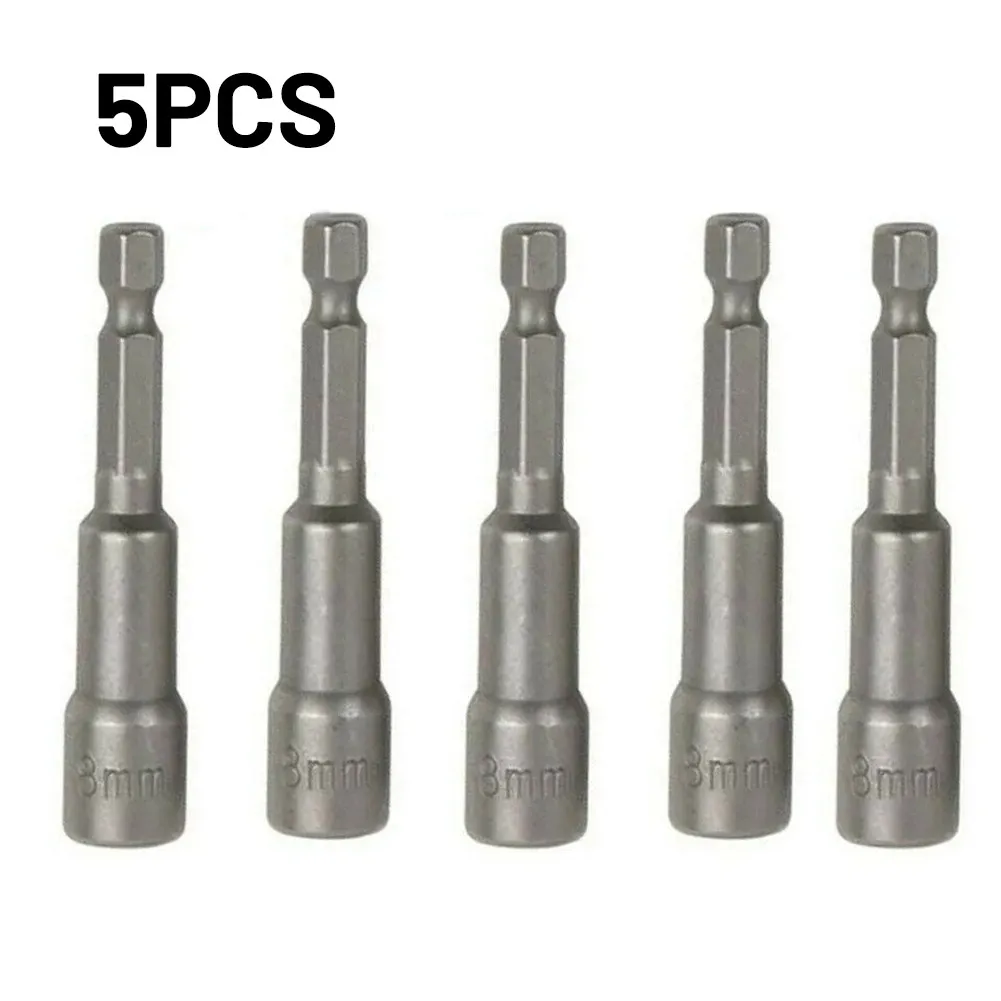 Tech Screw Bit Set 5-Piece 8mm Silver Magnetic Hex Socket Tech Screw Driver Bit Set, Ideal ...