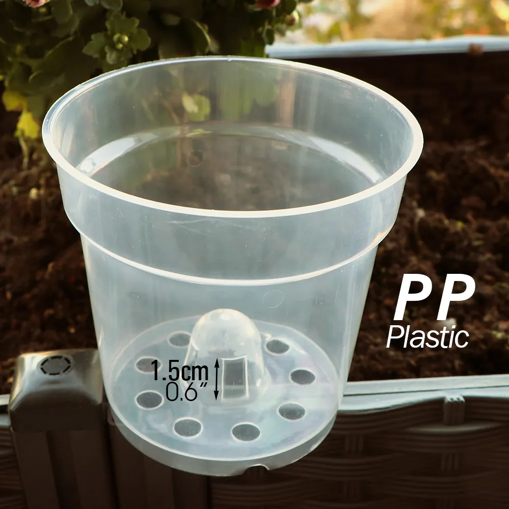 five gallon plant pots 5-Gallon Pots & Saucers Premium Black Squat Injection Nursery Pots 5-Pack main image 0