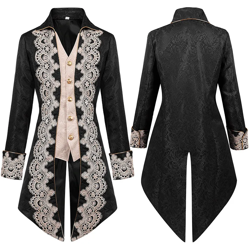 Veste Steampunk Pour Homme - Style Gothique Victorien Médiéval - Costume Renaissance, Déguisement Halloween - Taille Unique Ajustable