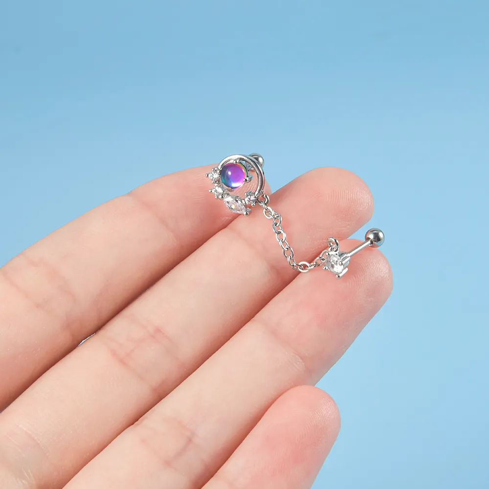 Surgical Steel Flower CZ Gem Cartilage Helix Tragus Stud Ring Surgical Steel Flower CZ Gem Cartilage Helix Tragus Stud Ring