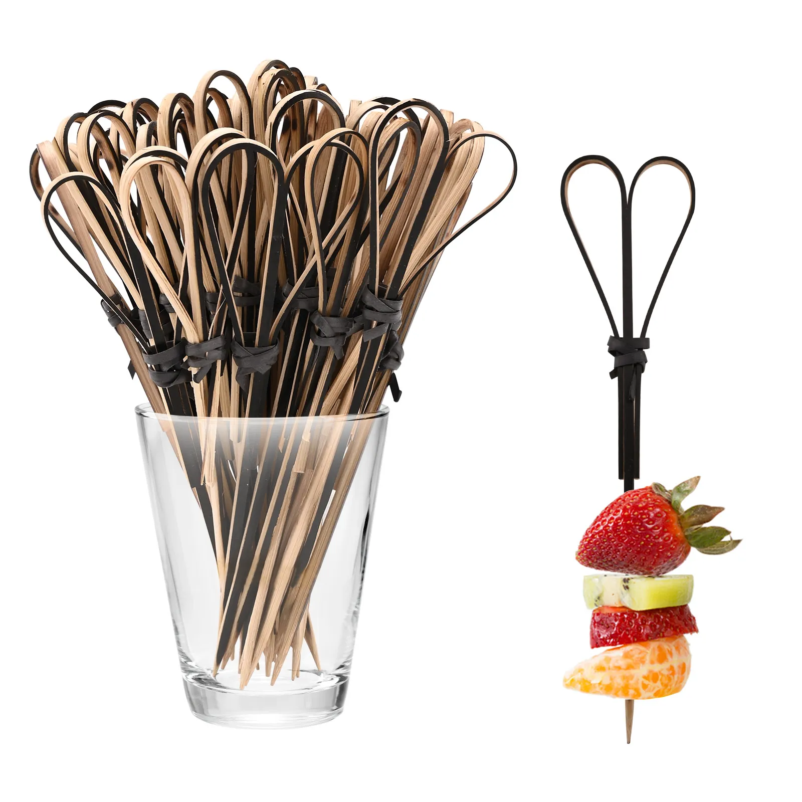 1000 Pcs Bamboo Cocktail Picks - 4.13 Inch Appetizer Skewers With Looped Knot For Fruit, Drinks, Party Snacks
