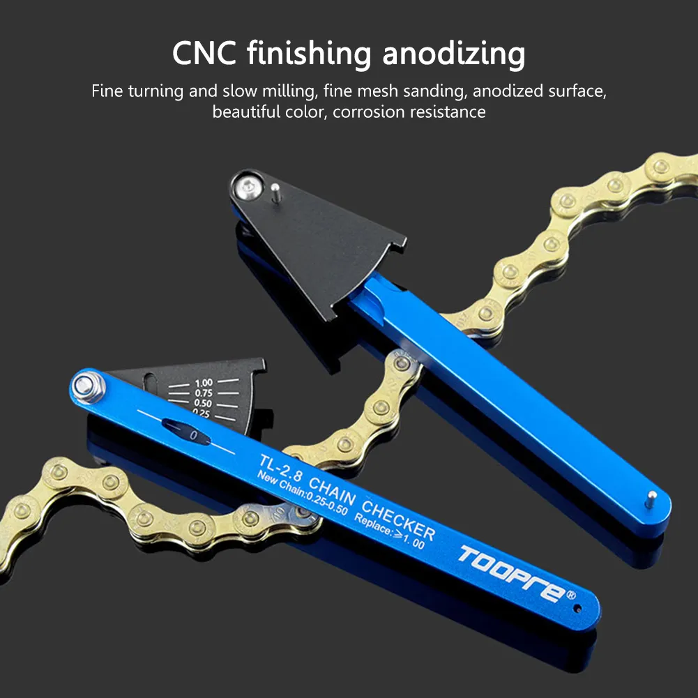 TOOPRE MTB Chain Checker Lightweight Alloy Bike Chain Measurement Ruler for Cycling Repair