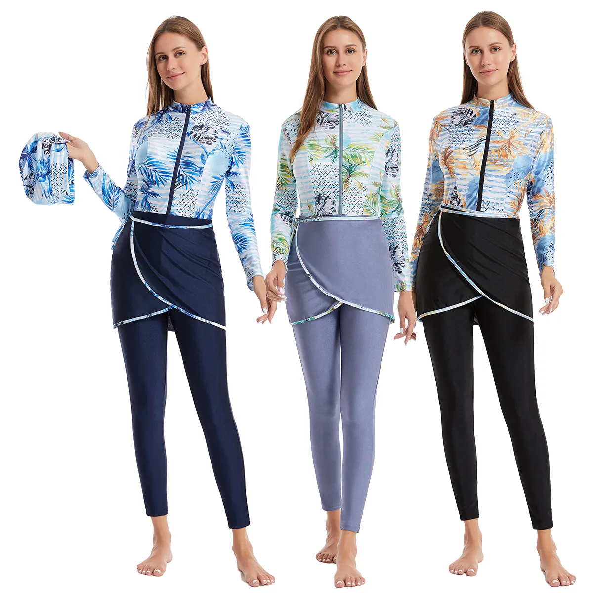 Modest Muslim Lady One Piece Swimsuit With Long Sleeves High Collar And Zip Set Back For Arab Women S 3XL From Homepro12 34.42 DHgate.Com