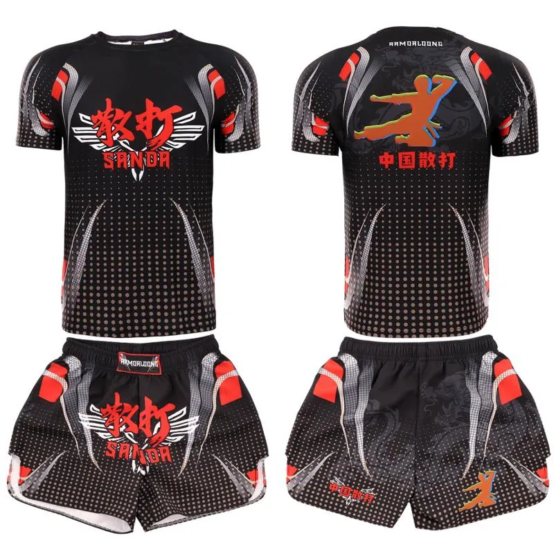 Ensemble Muay Thai LiiYii - T-shirt Et Short, 100% Polyester - Pour Enfants 5-16 Ans, Entraînement MMA, Fitness Costume Entraînement Grappling Enfant