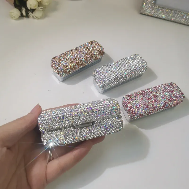 Portable Rhinestone box lipstick with Mirror - Sparkling
