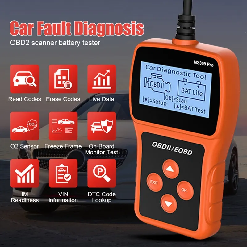 OBD2 Scanner Diagnostic Tool - MS309PRO Car Fault Code Reader, Engine ...