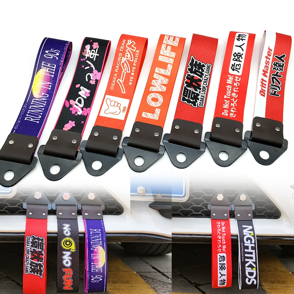 NEW JDM Culture Car Color Pendant Tow Strap Belt Tow Rope Ribbon Auto Accessories Trailer Ropes Bumper Towing Strap For Nos Hks I539764633