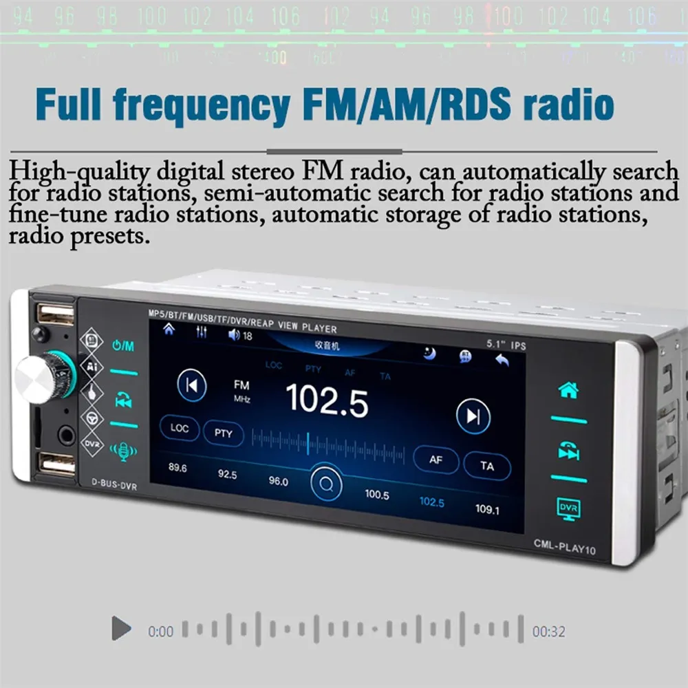 Autoradio Carplay 1DIN Autoradio Mit 7 Zoll Touchscreen – MP5 Player, Bluetooth, USB/TF & Rückfahrkamera-Anschluss 1 Din Autoradio Touchscreen