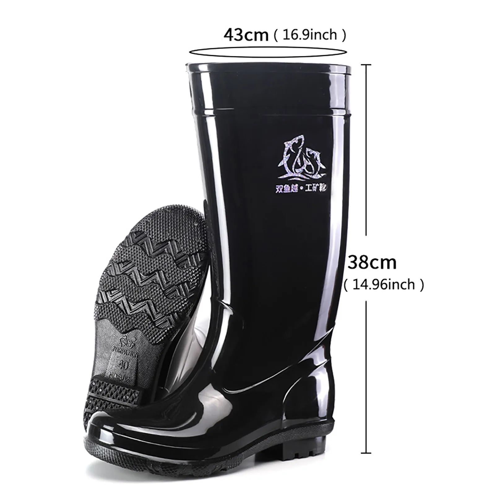 Men's black rubber rain boots best sale