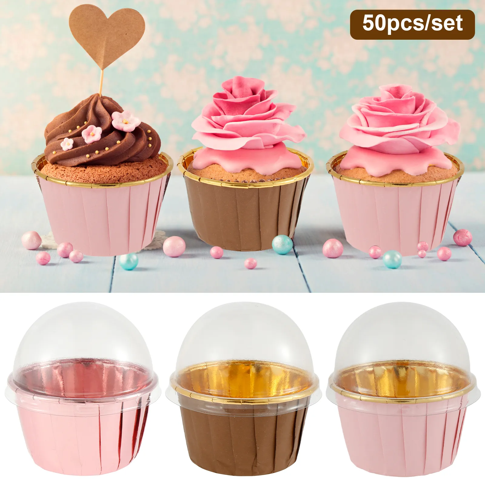 Cupcake Liners Muffin Tray With Lid Round Aluminum Foil Cupcake