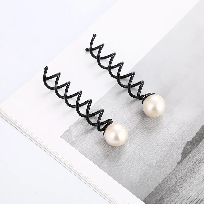Black Pearl Spiral Hair Pins: Twist Braider Hair Clips, Black