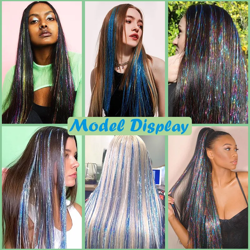 LUFFLOK Kit de 16 Couleurs Paillettes pour Cheveux Extensions de Cheveux | 3200 Mèches de 120 cm avec Outils d’Accessoires Pailletés pour Femmes LUFFLOK Kit de 16 Couleurs Paillettes pour Cheveux Extensions de Cheveux | 3200 Mèches de 120 cm avec Outils d’Accessoires Pailletés pour Femmes