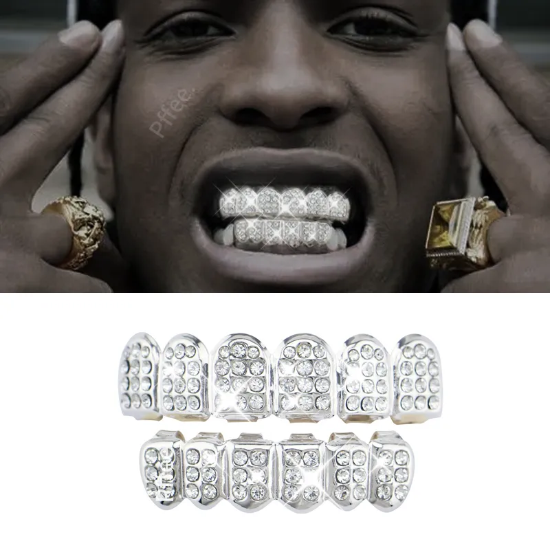 DHgate.com:Pffee 18K Gold Iced Out Hip Hop Teeth Grillz for